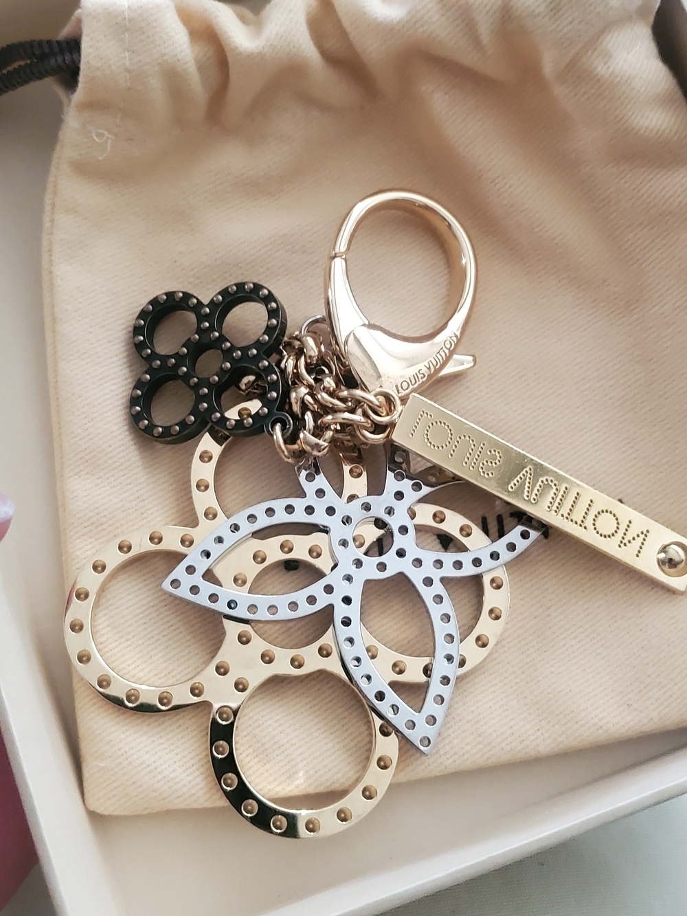 Louis Vuitton Gold & Black Flower Key Charm